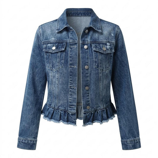 Allsaints Leather - Daral | Ruffled Button-Front Denim Jacket Women