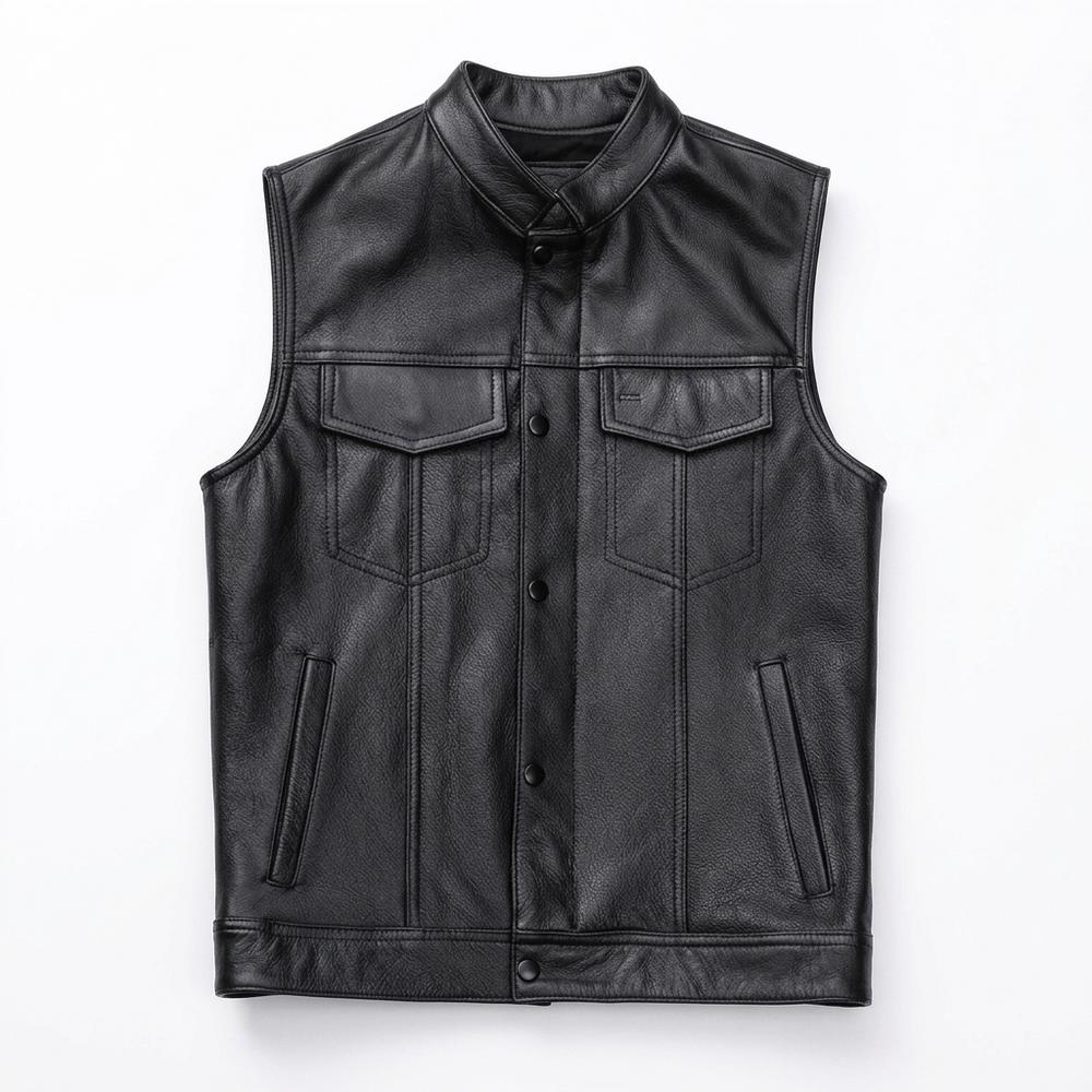 Allsaints Leather - Curik | Leather Collared Vest Men
