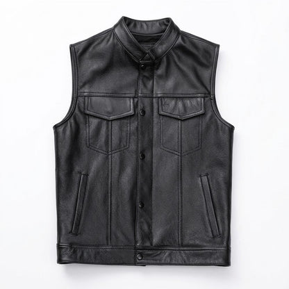 Allsaints Leather - Curik | Leather Collared Vest Men