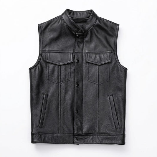 Allsaints Leather - Curik | Leather Collared Vest Men
