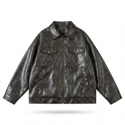 Allsaints Leather - Ellev | Zip-Up Textured Leather Jacket Unisex