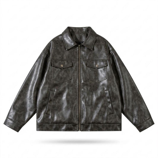Allsaints Leather - Ellev | Zip-Up Textured Leather Jacket Unisex