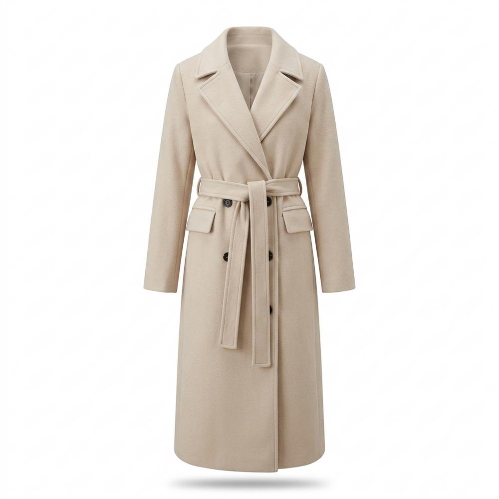Allsaints Leather - Lyver | Double-Breasted Belted Coat Women