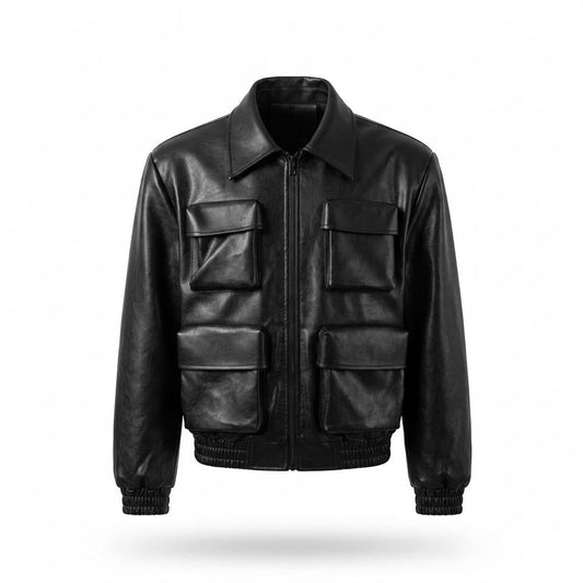 Allsaints Leather - Karel | Multi-Pocket Zip-Up Leather Jacket Unisex