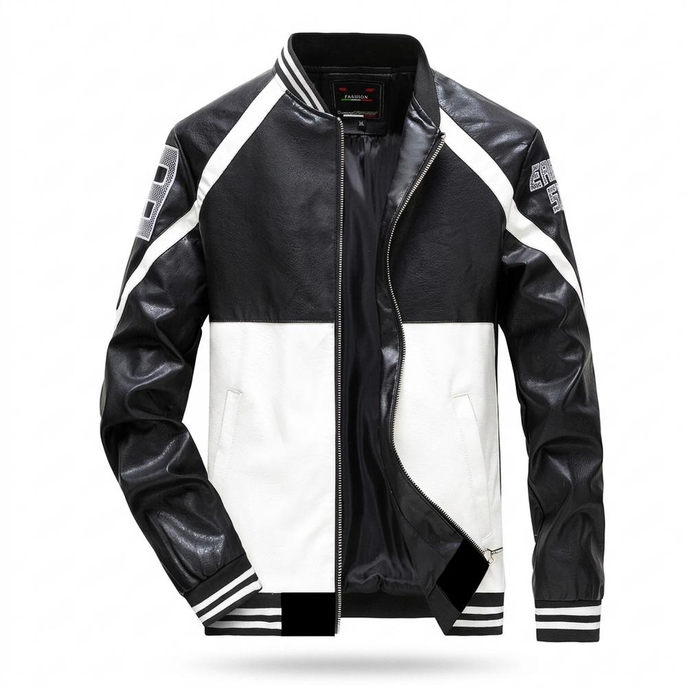 Allsaints Leather - Davan | Color-Blocked Striped Leather Jacket Men