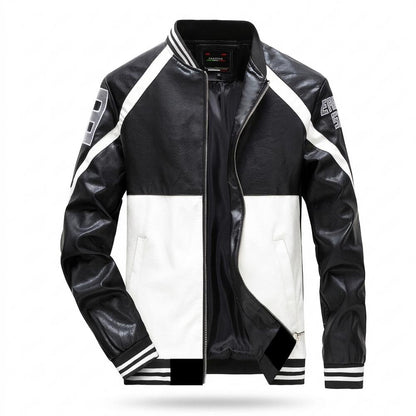 Allsaints Leather - Davan | Color-Blocked Striped Leather Jacket Men
