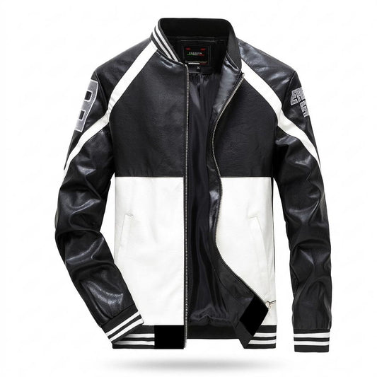 Allsaints Leather - Davan | Color-Blocked Striped Leather Jacket Men