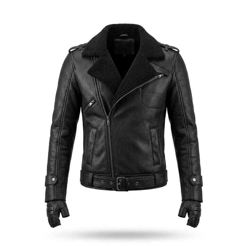 Allsaints Leather - Neron | Shearling-Lined Asymmetrical Leather Jacket Men