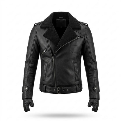 Allsaints Leather - Neron | Shearling-Lined Asymmetrical Leather Jacket Men