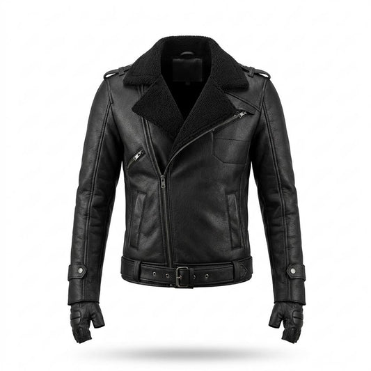 Allsaints Leather - Neron | Shearling-Lined Asymmetrical Leather Jacket Men