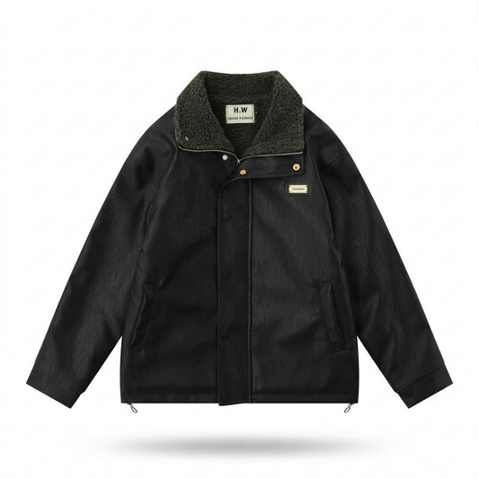Allsaints Leather - Sakar | Lined Shearling-Collar Leather Jacket Unisex