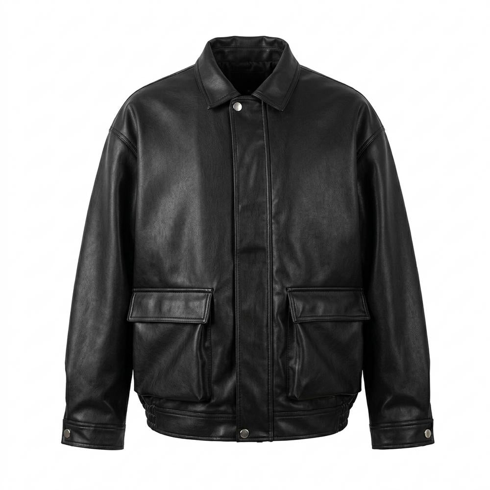 Allsaints Leather - Rokus | Boxy Snap-Button Leather Jacket Unisex