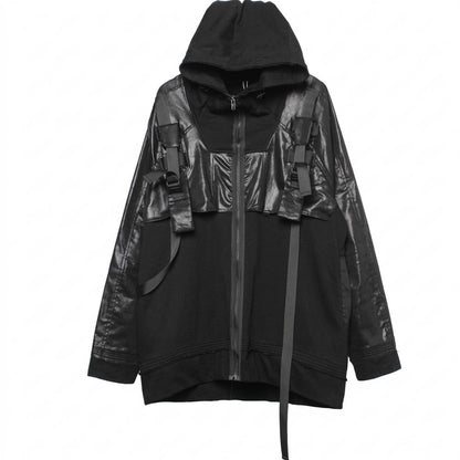 Allsaints Leather - Raven | Mixed-Media Coated Jacket Unisex