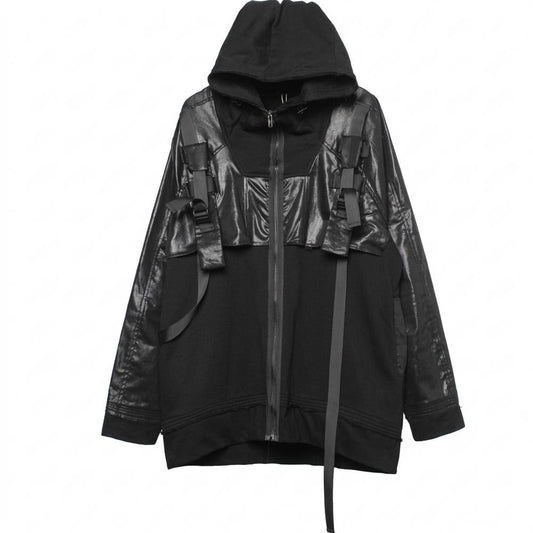 Allsaints Leather - Raven | Mixed-Media Coated Jacket Unisex
