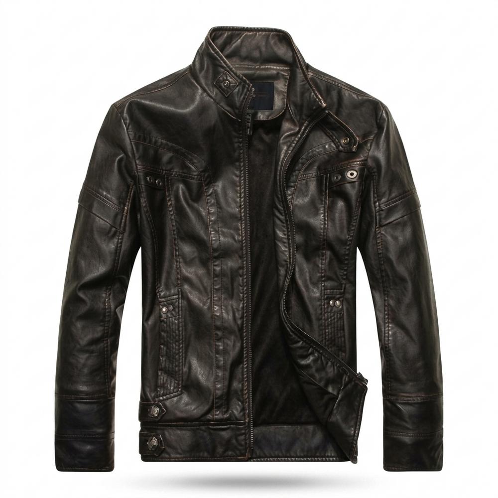 Allsaints Leather - Dabol | Washed Stand-Collar Leather Jacket Men