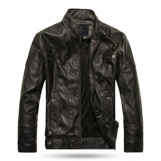 Allsaints Leather - Dabol | Washed Stand-Collar Leather Jacket Men