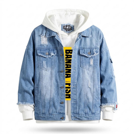 Allsaints Leather - Yiwal | Distressed Button-Up Denim Jacket Unisex