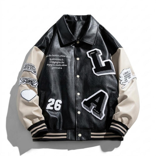 Allsaints Leather - Kenav | Patched Faux-Leather Jacket Unisex