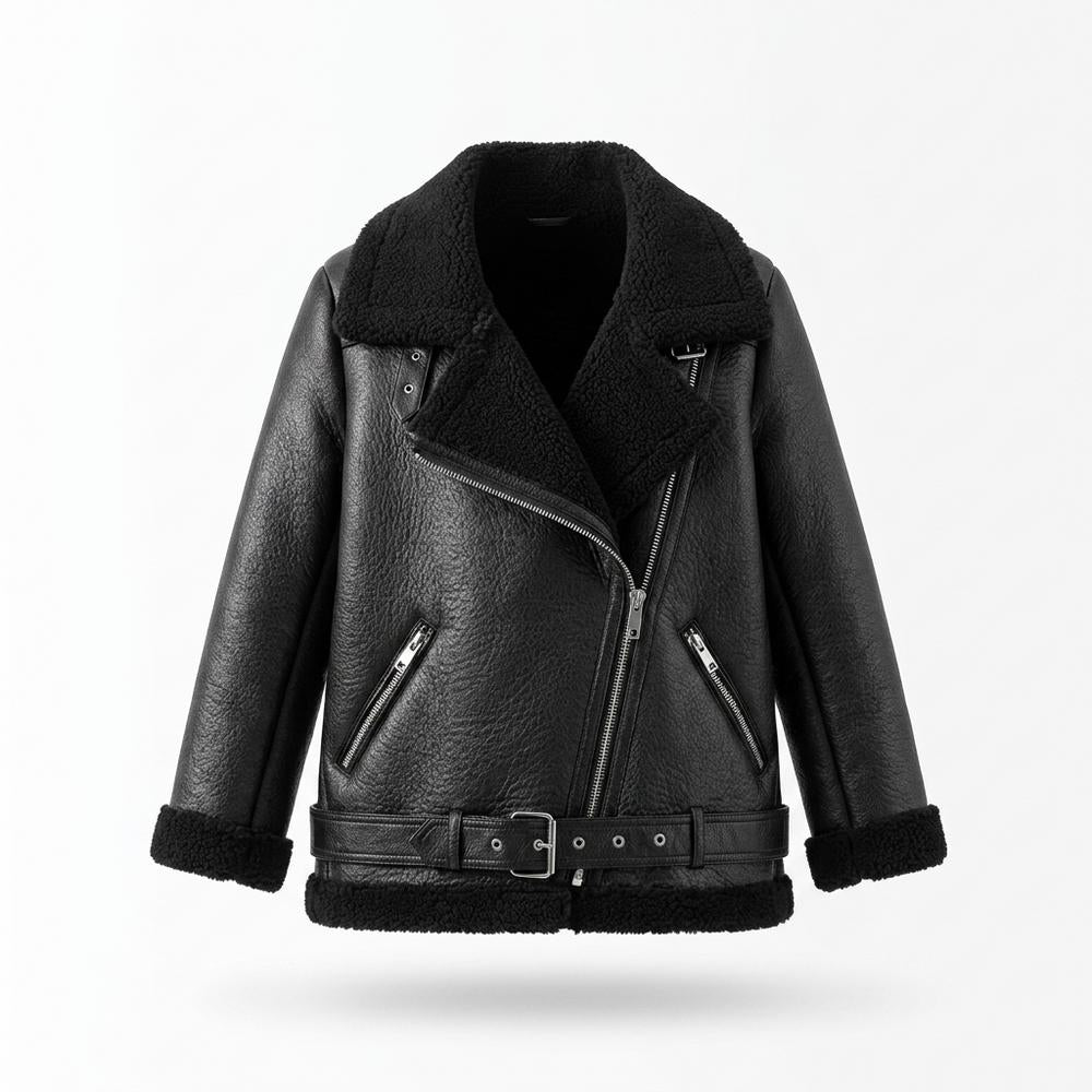 Allsaints Leather - Visan | Sherpa-Lined Asymmetrical Jacket Women