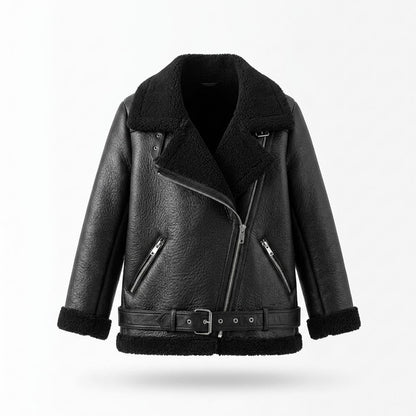 Allsaints Leather - Visan | Sherpa-Lined Asymmetrical Jacket Women