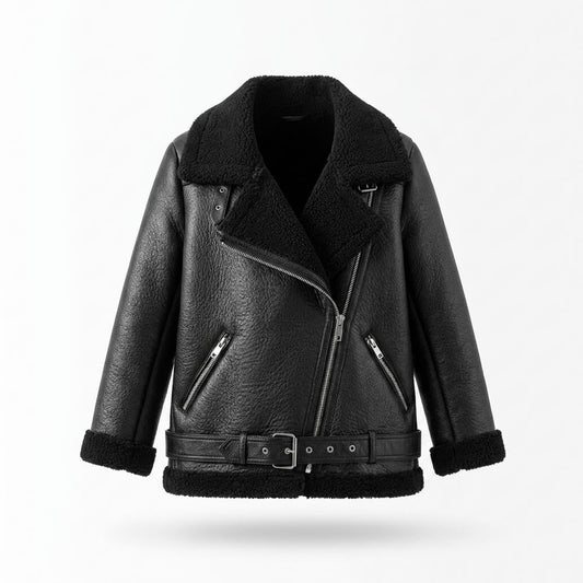 Allsaints Leather - Visan | Sherpa-Lined Asymmetrical Jacket Women