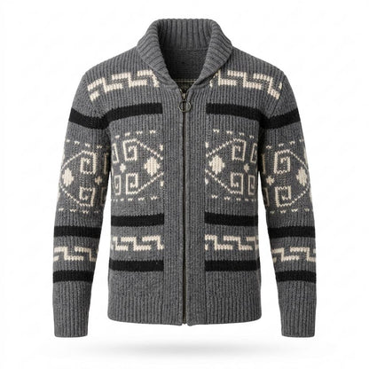 Allsaints Leather - Sezan | Zip-Front Patterned Knit Cardigan Men