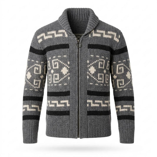 Allsaints Leather - Sezan | Zip-Front Patterned Knit Cardigan Men