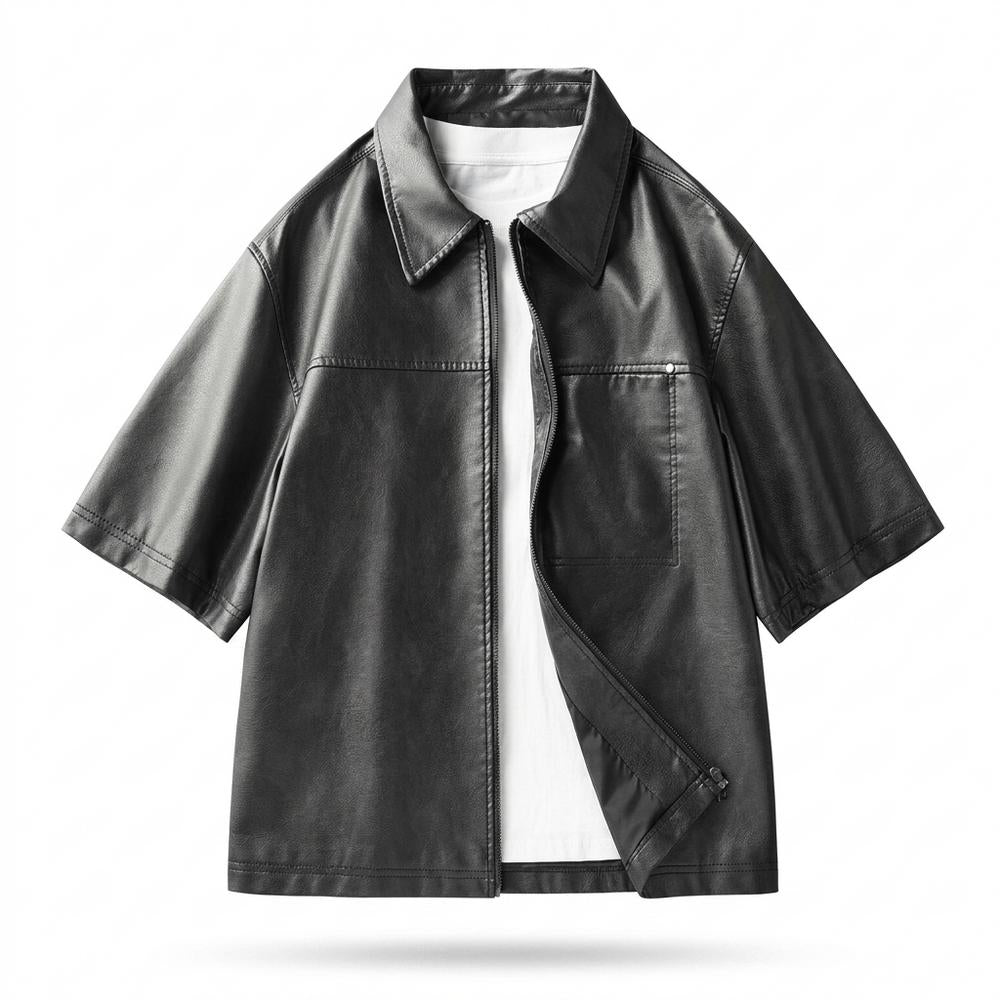 Allsaints Leather - Maram | Short-Sleeved Zip-Up Jacket Men