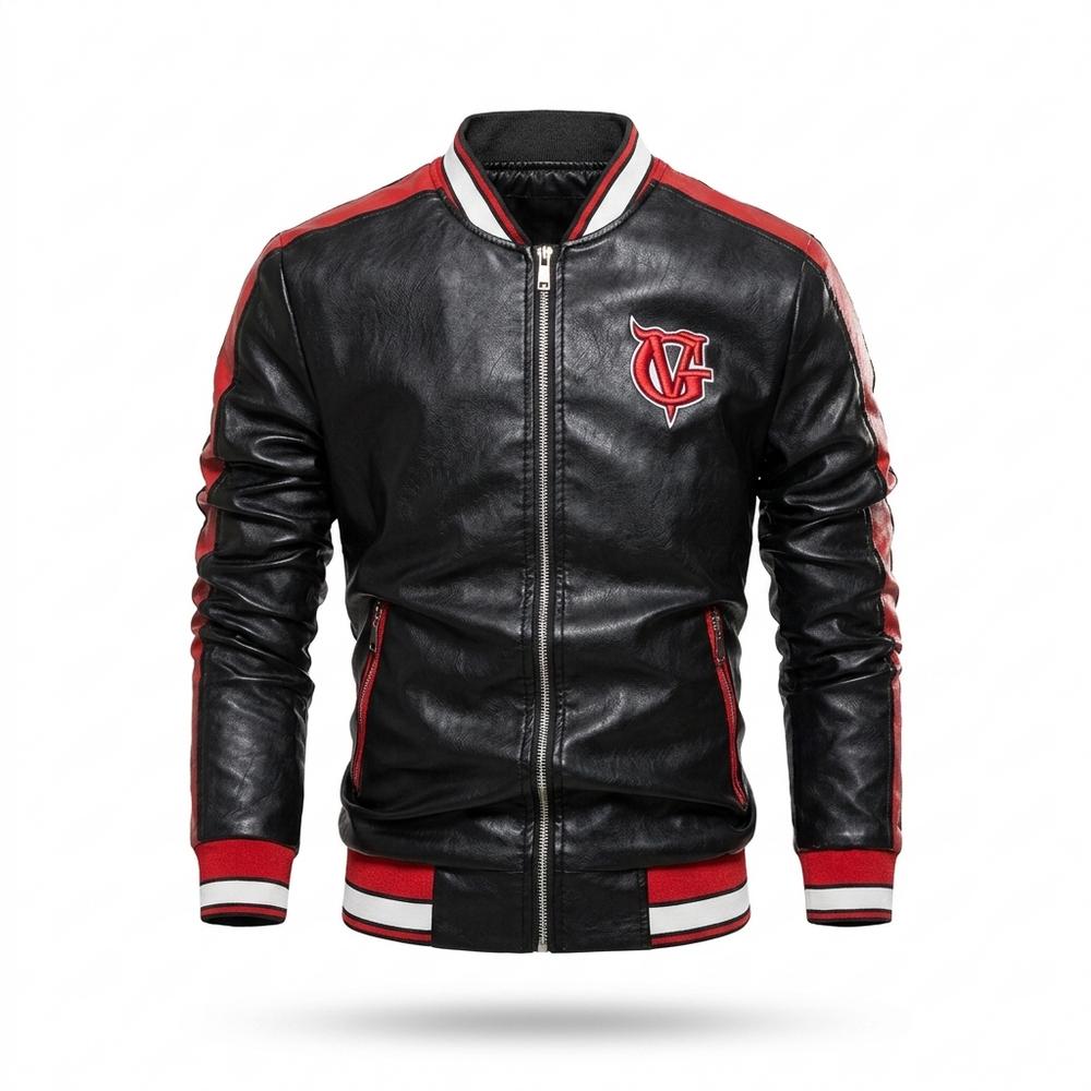 Allsaints Leather - Migim | Color-Block Zip-Up Leather Jacket Men