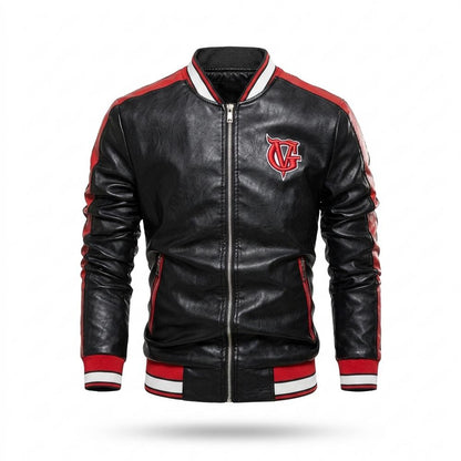 Allsaints Leather - Migim | Color-Block Zip-Up Leather Jacket Men
