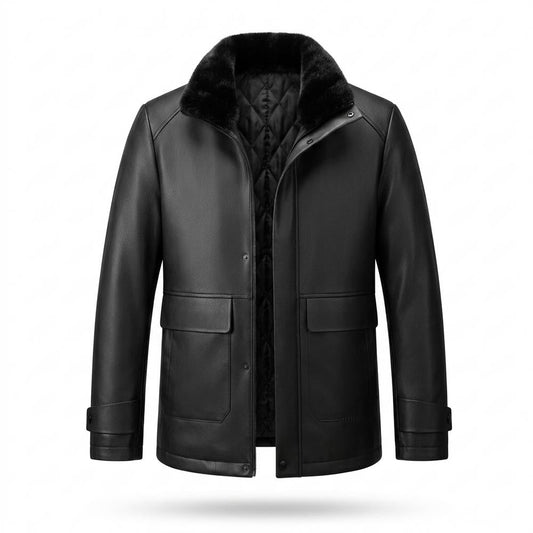 Allsaints Leather - Zasel | Quilted-Lined Fur-Collar Leather Jacket Men