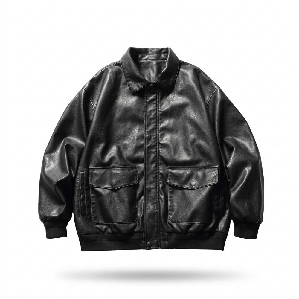 Allsaints Leather - Lelen | Oversized Collared Leather Jacket Unisex