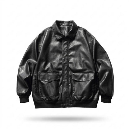 Allsaints Leather - Lelen | Oversized Collared Leather Jacket Unisex