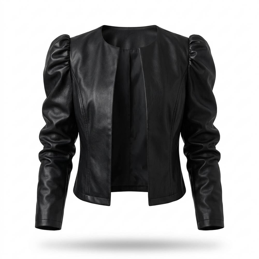 Allsaints Leather - Danal | Puffed-Sleeve Open-Front Leather Jacket Women