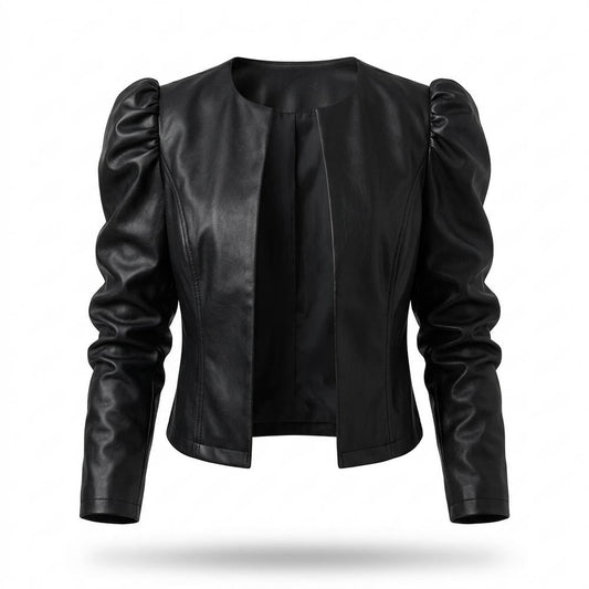 Allsaints Leather - Danal | Puffed-Sleeve Open-Front Leather Jacket Women