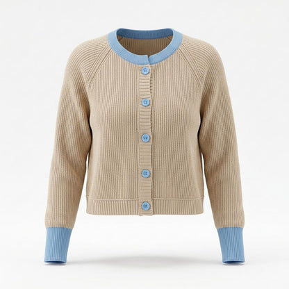 Allsaints Leather - Tivar | Rib-Knit Contrast-Trim Knit Cardigan Women