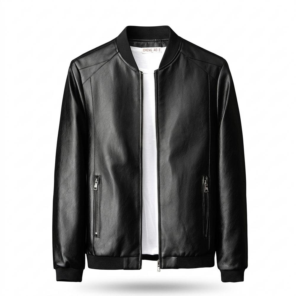 Allsaints Leather - Vipel | Zip-Up Ribbed-Collar Leather Jacket Men