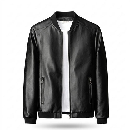 Allsaints Leather - Vipel | Zip-Up Ribbed-Collar Leather Jacket Men