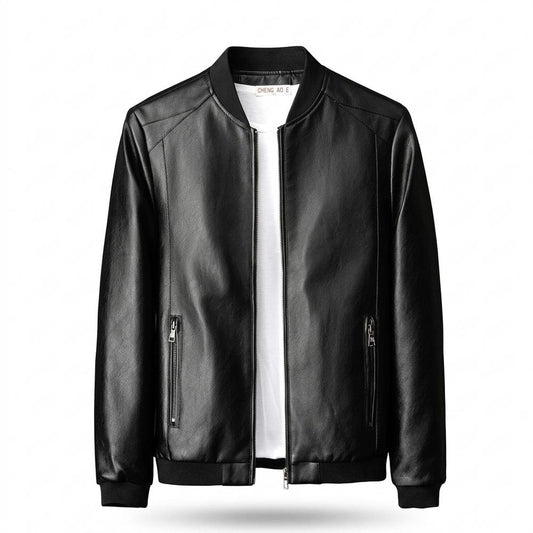 Allsaints Leather - Vipel | Zip-Up Ribbed-Collar Leather Jacket Men