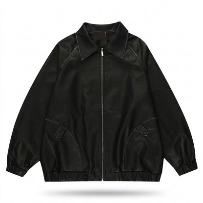 Allsaints Leather - Karam | Zip-Up Collared Leather Jacket Unisex