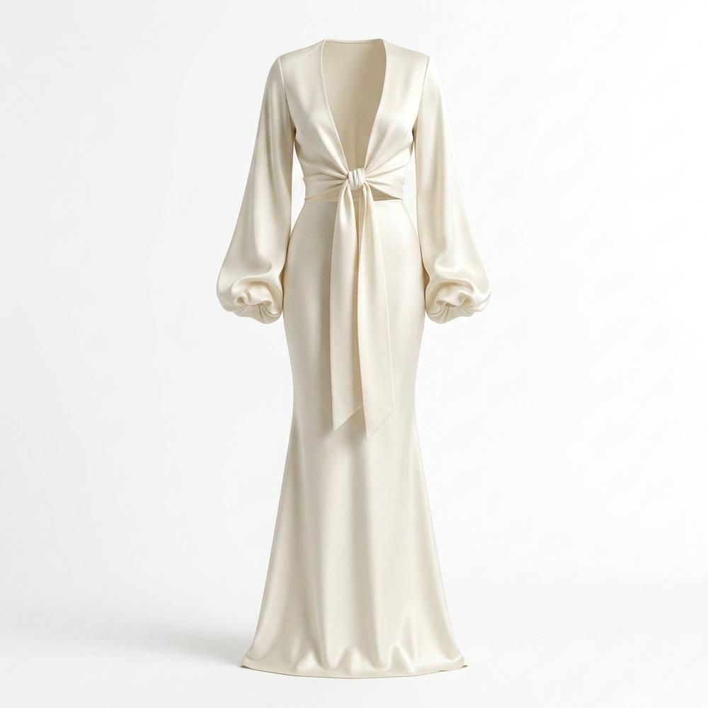 Allsaints Leather - Codar | Tie-Front Long-Sleeved Maxi Dress Women
