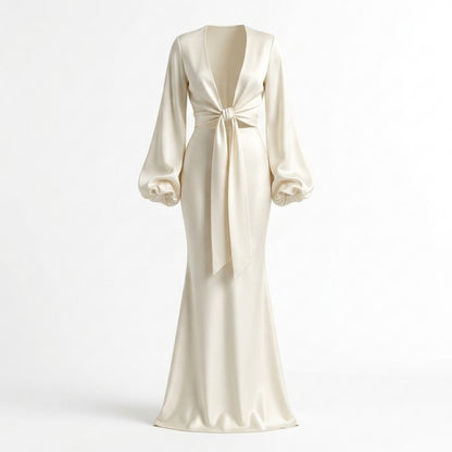 Allsaints Leather - Codar | Tie-Front Long-Sleeved Maxi Dress Women