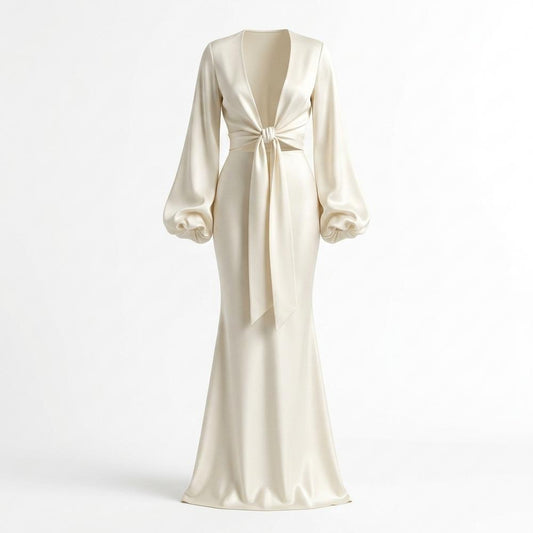 Allsaints Leather - Codar | Tie-Front Long-Sleeved Maxi Dress Women