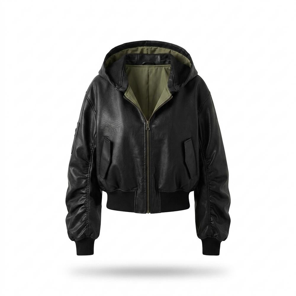 Allsaints Leather - Arvar | Hooded Reversible Leather Jacket Women
