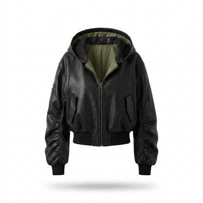 Allsaints Leather - Arvar | Hooded Reversible Leather Jacket Women