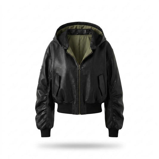 Allsaints Leather - Arvar | Hooded Reversible Leather Jacket Women