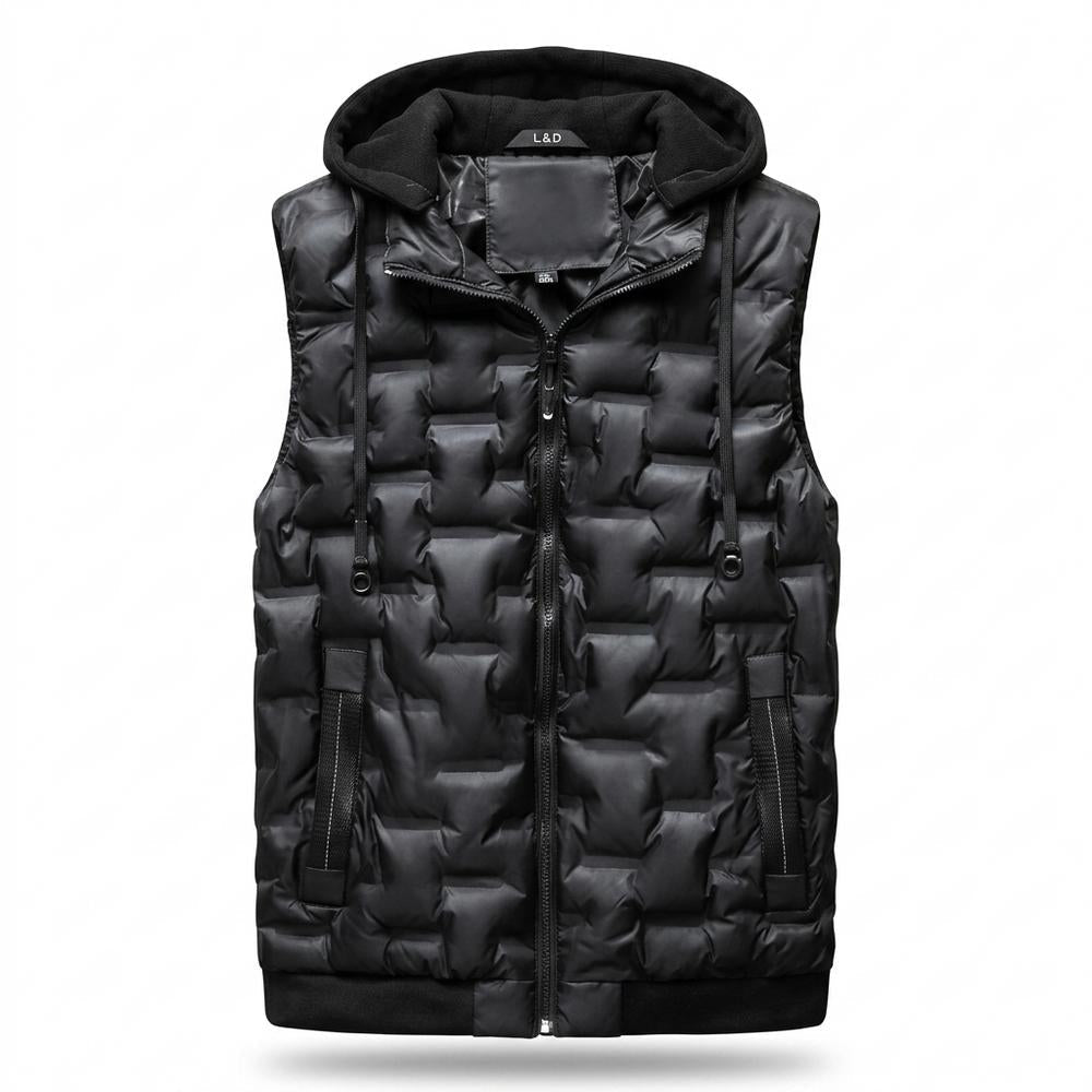 Allsaints Leather - Elver | Quilted Hooded Vest Men