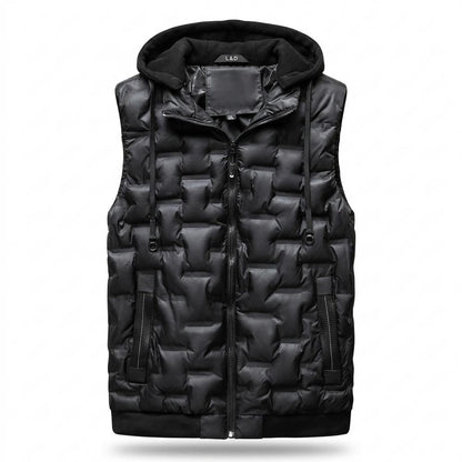 Allsaints Leather - Elver | Quilted Hooded Vest Men