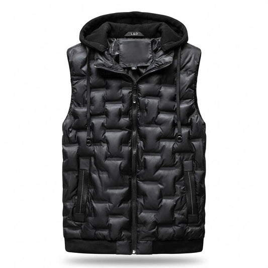 Allsaints Leather - Elver | Quilted Hooded Vest Men