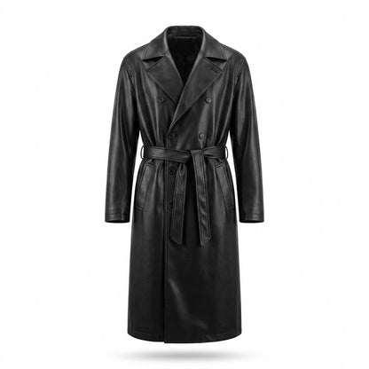 Allsaints Leather - Yenil | Double-Breasted Belted Coat Men